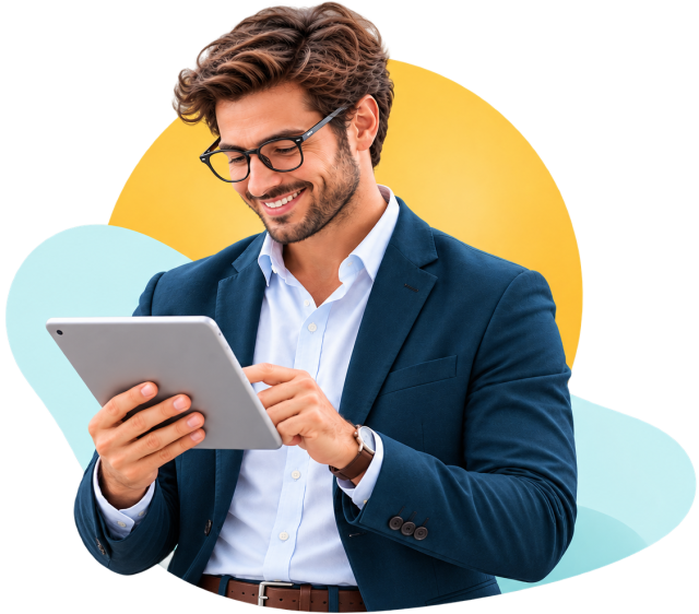 Conseiller Créasub réalisant une étude d’éligibilité sur tablette
