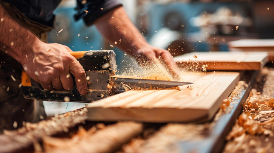 Artisan menuisier au travail dans son atelier